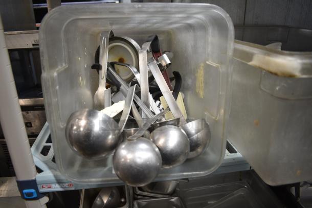 ALL ONE MONEY! Lot of 2 Clear Poly Bins w/ Contents Including Ladles and Bowls - Image 3 of 5