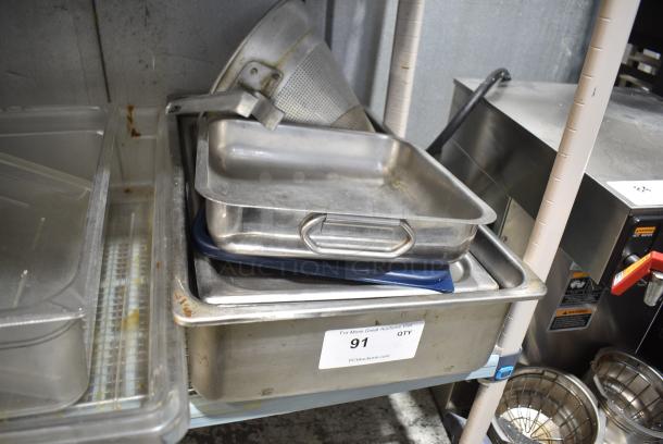 8 Various Metal Items Including Drop In Bins and Strainer. 8 Times Your Bid! - Image 1 of 6