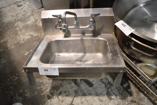 Stainless Steel Single Bay Wall Mount Sink w/ Faucet and Handles. - Image 1 of 5