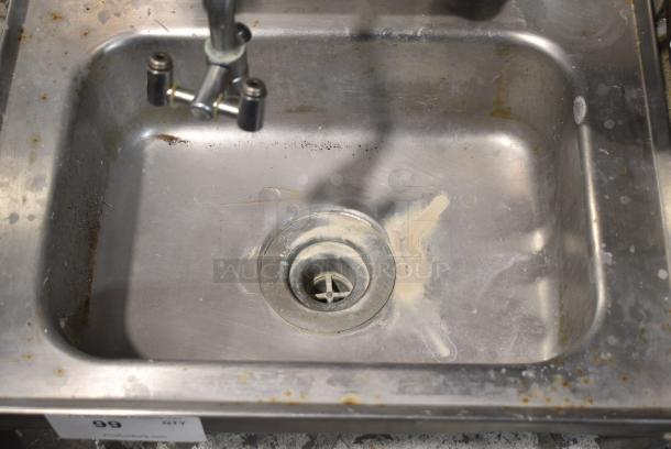 Stainless Steel Single Bay Wall Mount Sink w/ Faucet and Handles. - Image 3 of 5