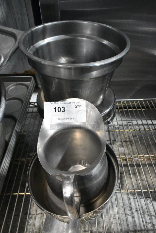 5 Various Metal Items Including Pitcher and Cylindrical Bin. 5 Times Your Bid! - Image 1 of 4