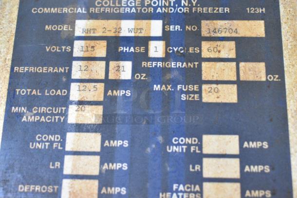 Traulsen RHT 2-32 WUT Stainless Steel Commercial 4 Half Size Door Reach In Cooler. 115 Volts, 1 Phase. Cannot Test - Unit Has Been Previously Hardwired - Image 6 of 9