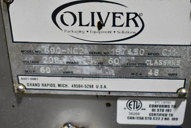 Oliver 690-NC2 Stainless Steel Commercial Electric Powered Convection Oven on Commercial Casters. 208 Volts, 3 Phase. - Image 7 of 10