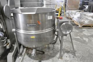 Cleveland KDL-60-T Stainless Steel Commercial Floor Style 60 Gallon Manual Tilt Steam Kettle.