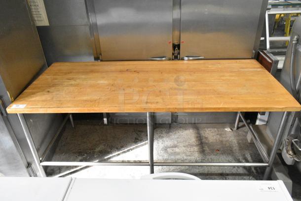 Butcher Block Table on Metal Legs. - Image 1 of 1