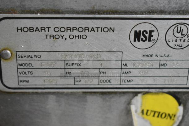 Hobart 1712E Stainless Steel Commercial Countertop Automatic Meat Slicer. 115 Volts, 1 Phase. Cannot Test Due To Missing Power Cord and Power Supply - Image 6 of 10