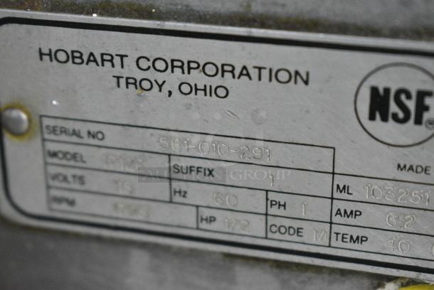 Hobart 1712E Stainless Steel Commercial Countertop Automatic Meat Slicer. 115 Volts, 1 Phase. Cannot Test Due To Missing Power Cord and Power Supply - Image 7 of 10