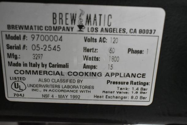 Carimali BrewMatic 9700004 Metal Countertop Espresso Bean Grinder. 115 Volts, 1 Phase. Tested and Working! - Image 5 of 6