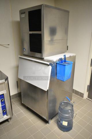 Hoshizaki KM-500MAF Stainless Steel Commercial Ice Head on Commercial Ice Bin. 115-120 Volts, 1 Phase.