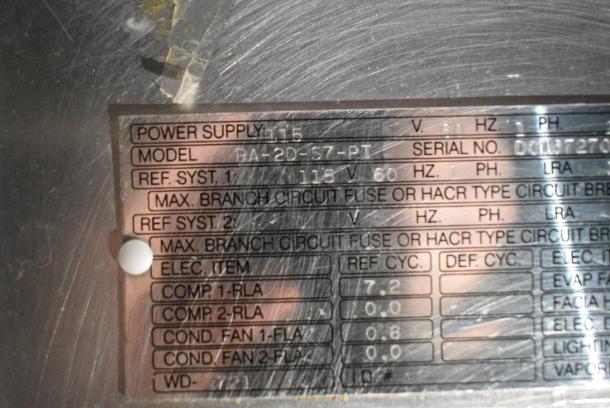 Victory RA-2D-S7-PT Stainless Steel Commercial 2 Door Reach In Pass Through Cooler. 115 Volts, 1 Phase. Tested and Working! - Image 11 of 11