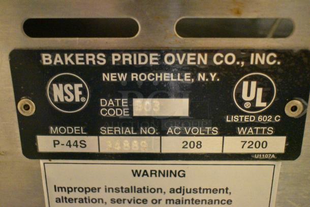 Bakers Pride P-44S Stainless Steel Commercial Countertop Electric Powered 2 Deck Pizza Oven w/ Cooking Stones. 208 Volts, 1 Phase. - Image 9 of 9