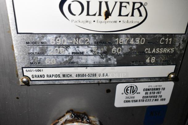 Oliver 690-NC2 Stainless Steel Commercial Electric Powered Convection Oven on Commercial Casters. 208 Volts, 3 Phase. - Image 10 of 10