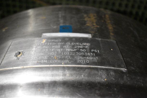 Cleveland KDL-60-T Stainless Steel Commercial Floor Style 60 Gallon Manual Tilt Steam Kettle. - Image 7 of 7