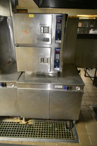Cleveland 36CGM300 Stainless Steel Commercial Natural Gas Powered Pressureless 2 Deck Convection Steamer. 300,000 BTU.