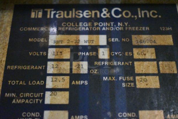 Traulsen RHT 2-32 WUT Stainless Steel Commercial 4 Half Size Door Reach In Cooler. 115 Volts, 1 Phase. Cannot Test - Unit Has Been Previously Hardwired - Image 9 of 9