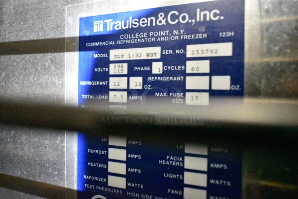 Traulsen RLT 1-32 WUT Stainless Steel Commercial 2 Half Size Door Reach In Cooler. 115 Volts, 1 Phase. Cannot Test - Unit Was Previously Hardwired - Image 10 of 10