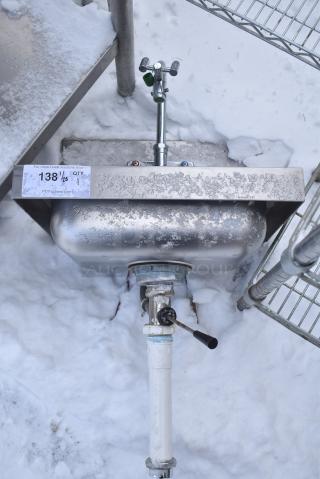 Advance Tabco 7-PS-50 Stainless Steel Single Bay Wall Mount Sink w/ Faucet and Handles.