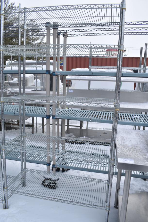 Chrome Finish 5 Tier Wire Shelving Unit. BUYER MUST DISMANTLE. PCI CANNOT DISMANTLE FOR SHIPPING. PLEASE CONSIDER FREIGHT CHARGES. - Image 3 of 3