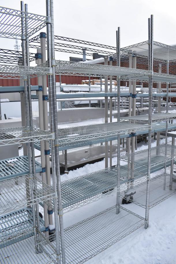 Chrome Finish 4 Tier Wire Shelving Unit. BUYER MUST DISMANTLE. PCI CANNOT DISMANTLE FOR SHIPPING. PLEASE CONSIDER FREIGHT CHARGES. - Image 3 of 3