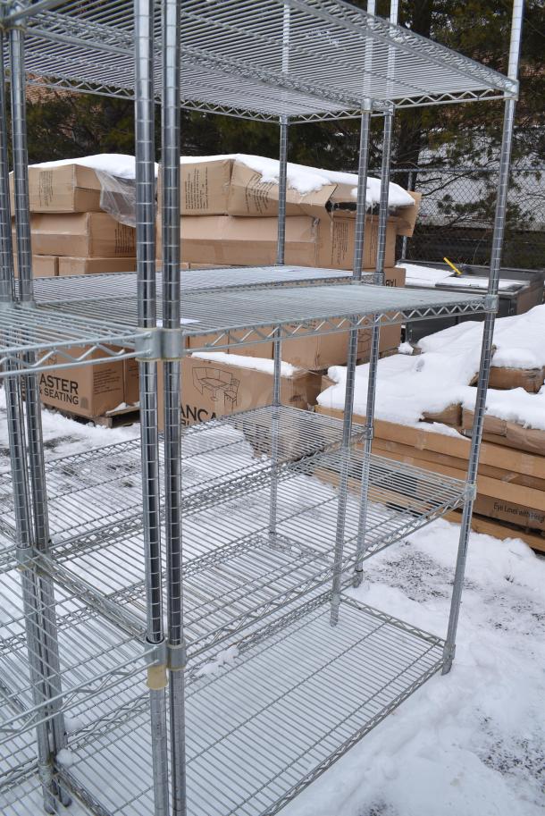 Chrome Finish 4 Tier Wire Shelving Unit. BUYER MUST DISMANTLE. PCI CANNOT DISMANTLE FOR SHIPPING. PLEASE CONSIDER FREIGHT CHARGES. - Image 3 of 3