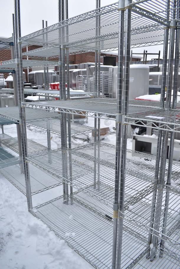 Chrome Finish 4 Tier Wire Shelving Unit. BUYER MUST DISMANTLE. PCI CANNOT DISMANTLE FOR SHIPPING. PLEASE CONSIDER FREIGHT CHARGES. - Image 3 of 3