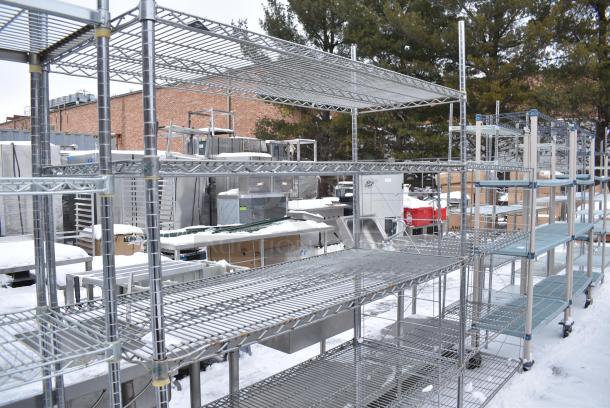 Chrome Finish 5 Tier Wire Shelving Unit. BUYER MUST DISMANTLE. PCI CANNOT DISMANTLE FOR SHIPPING. PLEASE CONSIDER FREIGHT CHARGES. - Image 4 of 4