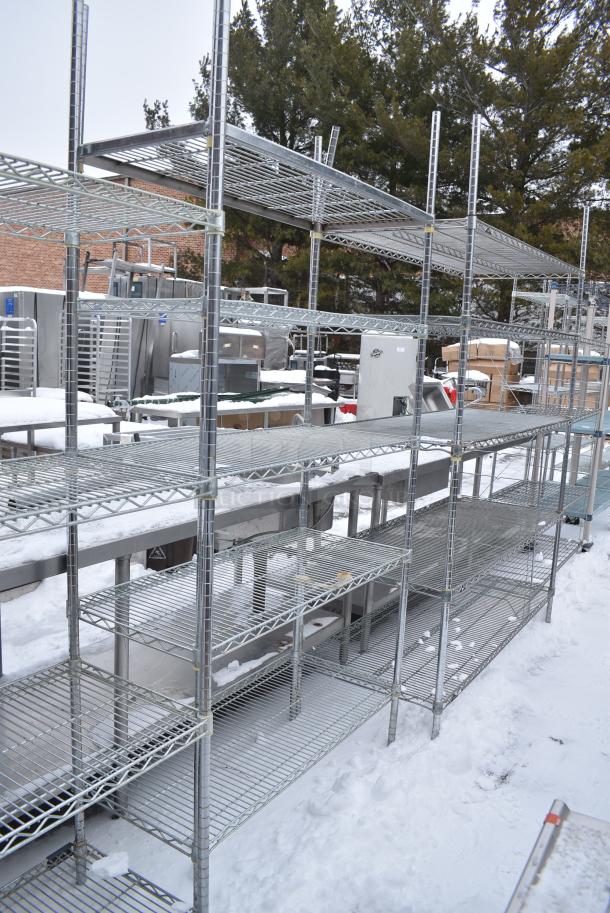 Chrome Finish 5 Tier Wire Shelving Unit. BUYER MUST DISMANTLE. PCI CANNOT DISMANTLE FOR SHIPPING. PLEASE CONSIDER FREIGHT CHARGES. - Image 2 of 4