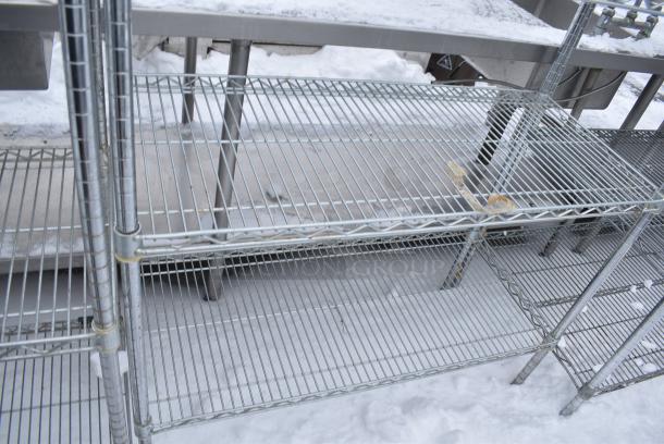 Chrome Finish 5 Tier Wire Shelving Unit. BUYER MUST DISMANTLE. PCI CANNOT DISMANTLE FOR SHIPPING. PLEASE CONSIDER FREIGHT CHARGES. - Image 3 of 4