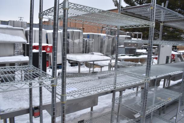 Chrome Finish 4 Tier Wire Shelving Unit. BUYER MUST DISMANTLE. PCI CANNOT DISMANTLE FOR SHIPPING. PLEASE CONSIDER FREIGHT CHARGES. - Image 4 of 4