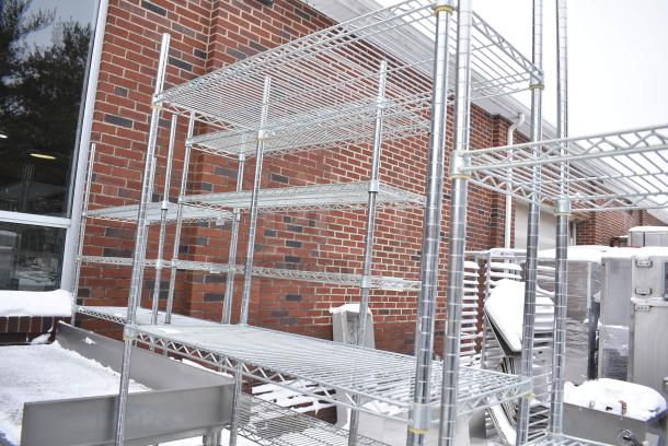 Chrome Finish 4 Tier Wire Shelving Unit. BUYER MUST DISMANTLE. PCI CANNOT DISMANTLE FOR SHIPPING. PLEASE CONSIDER FREIGHT CHARGES. - Image 4 of 4