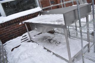 Stainless Steel Table w/ Back Splash, Drawer and Under Shelf.