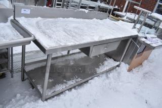 Stainless Steel Table w/ Back Splash, Drawer and Under Shelf.