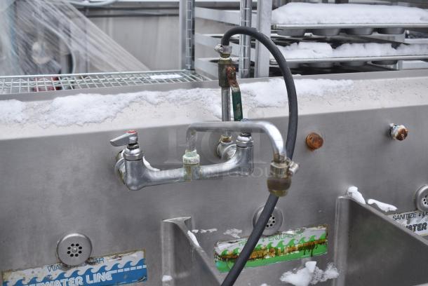 Stainless Steel 3 Bay Sink w/ Dual Drain Boards, Faucet and Handles - Image 7 of 7