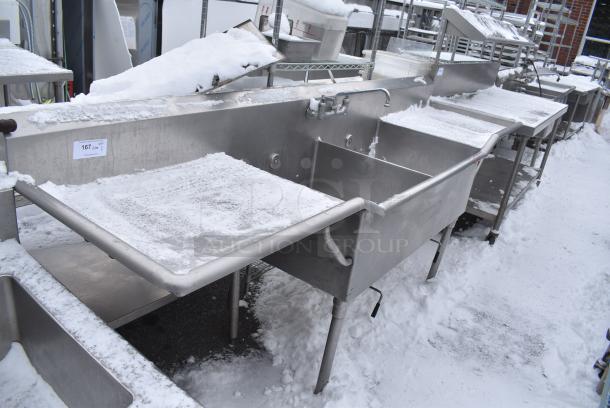 Stainless Steel 2 Bay Sink w/ Dual Drain Boards, Faucet and Handles. - Image 1 of 6