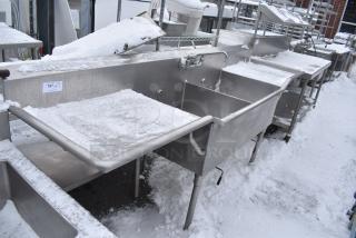 Stainless Steel 2 Bay Sink w/ Dual Drain Boards, Faucet and Handles.