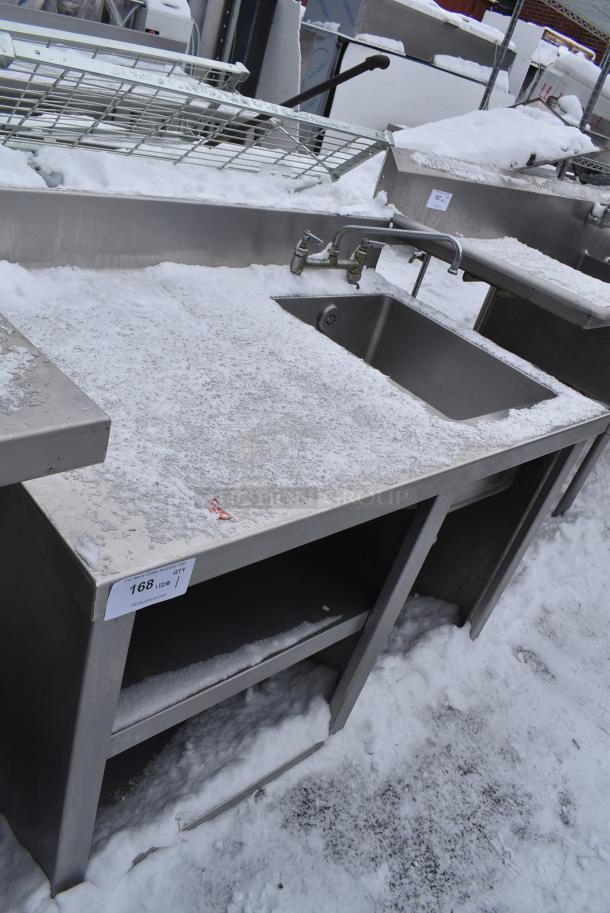 Stainless Steel Table w/ Sink Bay, Faucet, Handles, Back Splash and Under Shelf. - Image 1 of 6
