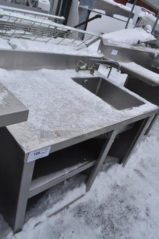 Stainless Steel Table w/ Sink Bay, Faucet, Handles, Back Splash and Under Shelf.