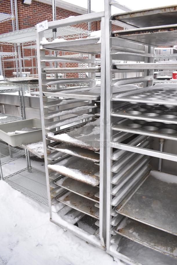 Metal Pan Transport Rack on Commercial Casters w/ 7 Metal Baking Pans. - Image 1 of 3