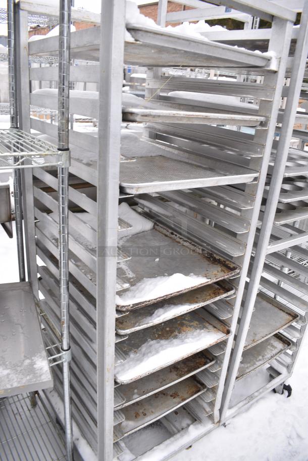 Metal Pan Transport Rack on Commercial Casters w/ 7 Metal Baking Pans. - Image 3 of 3