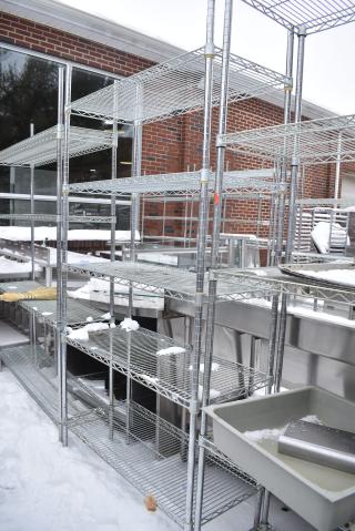 Chrome Finish 5 Tier Wire Shelving Unit. BUYER MUST DISMANTLE. PCI CANNOT DISMANTLE FOR SHIPPING. PLEASE CONSIDER FREIGHT CHARGES.