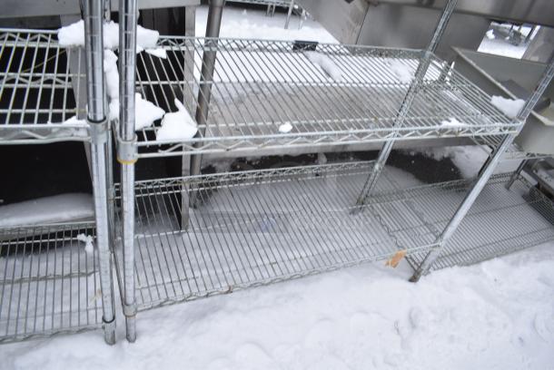 Chrome Finish 5 Tier Wire Shelving Unit. BUYER MUST DISMANTLE. PCI CANNOT DISMANTLE FOR SHIPPING. PLEASE CONSIDER FREIGHT CHARGES. - Image 3 of 4