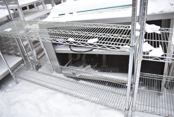 Chrome Finish 4 Tier Wire Shelving Unit. BUYER MUST DISMANTLE. PCI CANNOT DISMANTLE FOR SHIPPING. PLEASE CONSIDER FREIGHT CHARGES. - Image 2 of 3