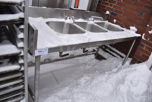 Stainless Steel 3 Bay Sink w/ Back Splash. - Image 1 of 5