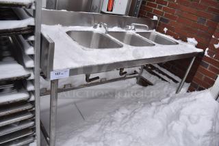 Stainless Steel 3 Bay Sink w/ Back Splash.