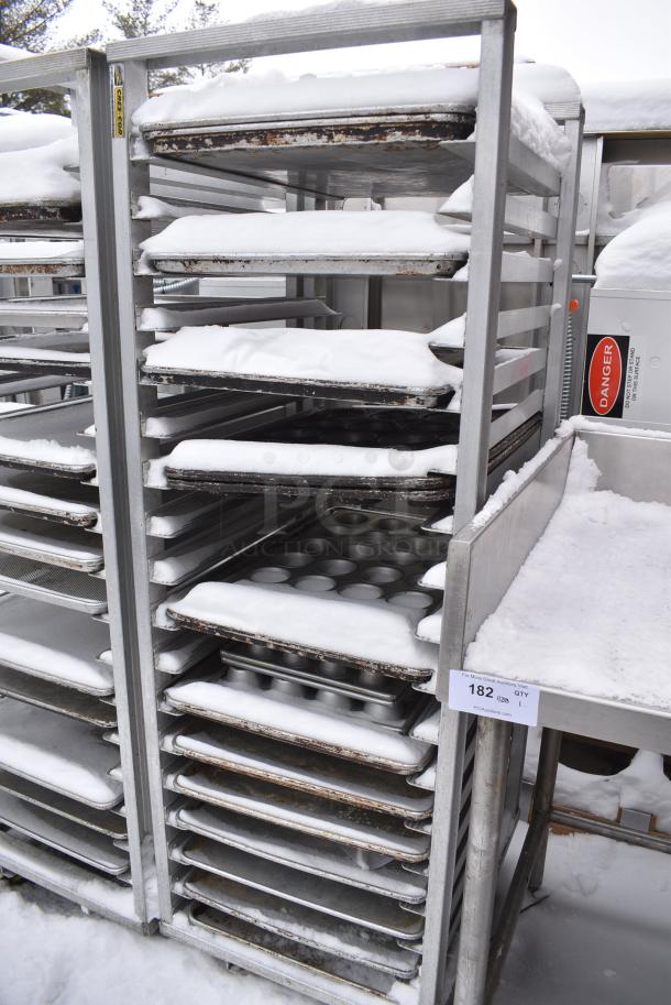 Metal Pan Transport Rack on Commercial Casters w/ 17 Various Metal Pans. - Image 2 of 3