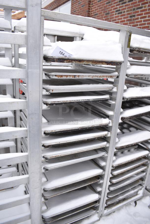 Metal Pan Transport Rack on Commercial Casters w/ 13 Various Metal Pans. - Image 2 of 2