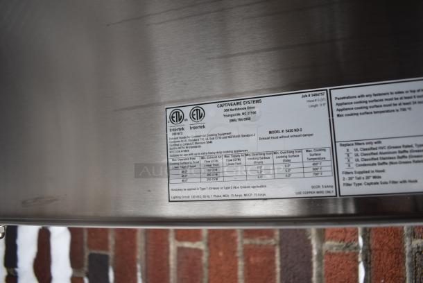 BRAND NEW SCRATCH AND DENT! 4' CaptiveAire 5430 ND-2 Stainless Steel Commercial SELF CONTAINED Grease Hood w/ Filters and Return Air Vent. - Image 7 of 13
