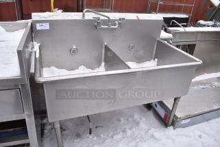 Stainless Steel 2 Bay Sink w/ Faucet and Handles.