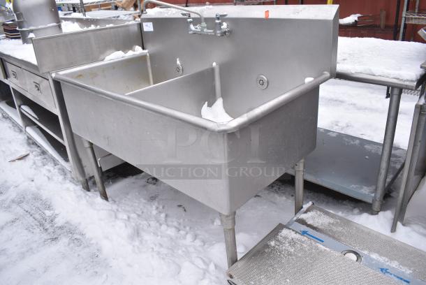 Stainless Steel 2 Bay Sink w/ Faucet and Handles. - Image 5 of 5