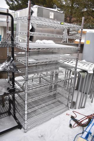Chrome Finish 10 Tier Wire Shelving Unit. BUYER MUST DISMANTLE. PCI CANNOT DISMANTLE FOR SHIPPING. PLEASE CONSIDER FREIGHT CHARGES.